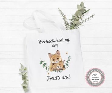 Füchse Wechselwäsche Beutel Wechselkleidung Name (personalisiert) Kindergarten Wunschname KITA Kindergarten Einschulung Lüttentüddel®